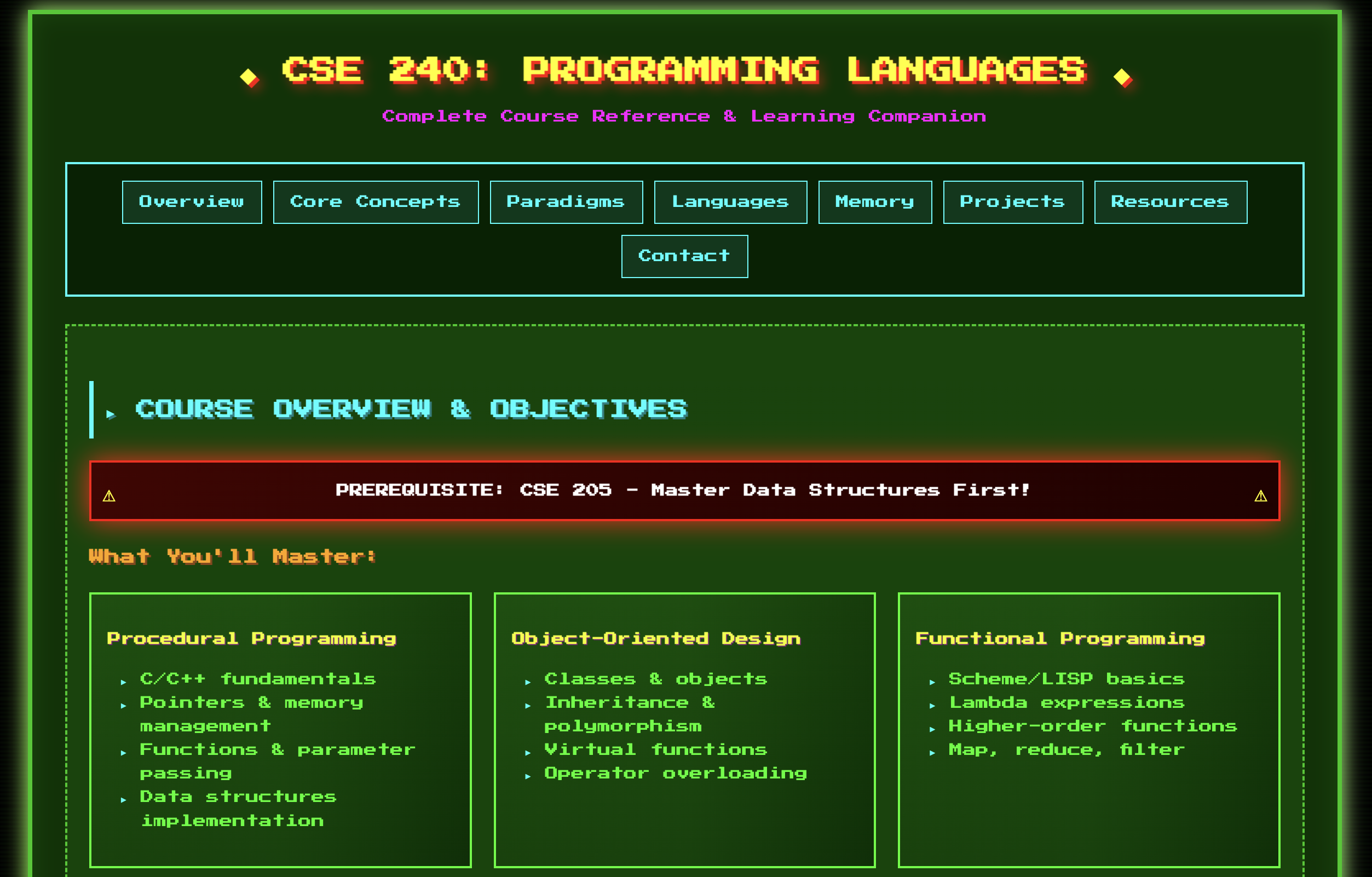 CSE 240: Programming Languages